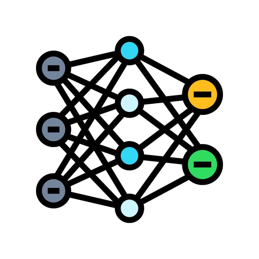 neural network ai integration color icon illustration vector