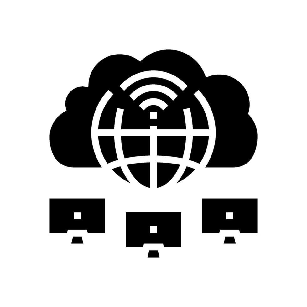 cloud computing network ai integration glyph icon illustration vector