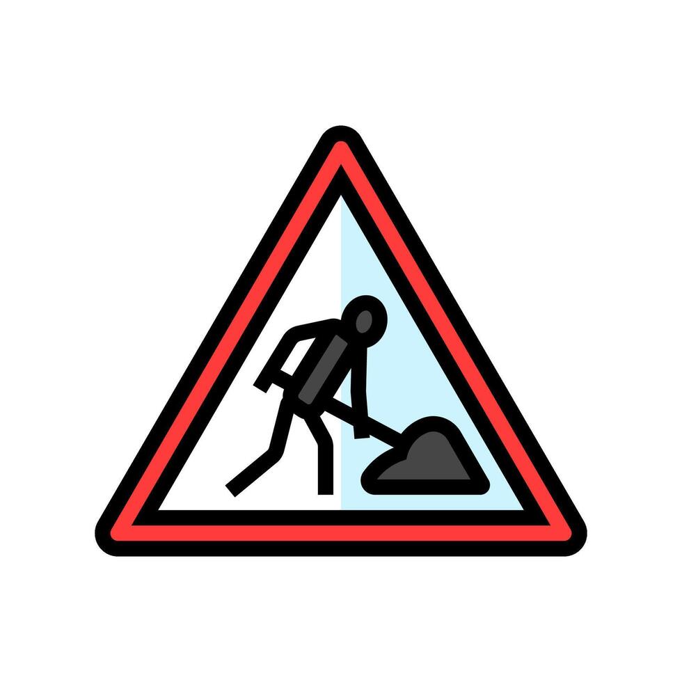 road construction car driving obstacles color icon illustration vector