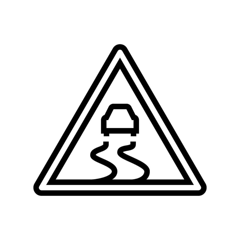 icy roads car driving obstacles line icon illustration vector