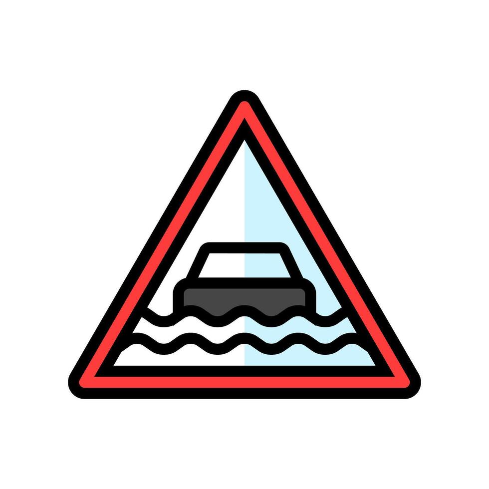heavy rain flooding car driving obstacles color icon illustration vector
