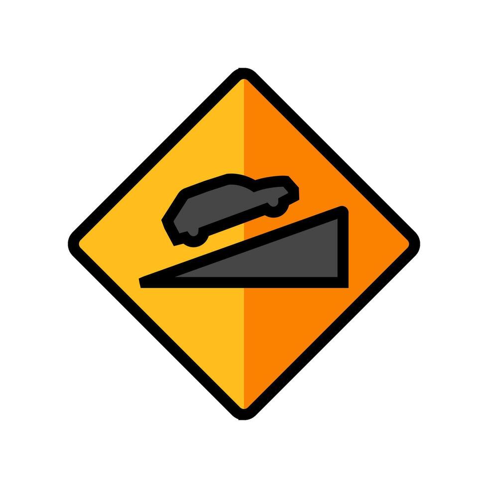 steep hills car driving obstacles color icon illustration vector