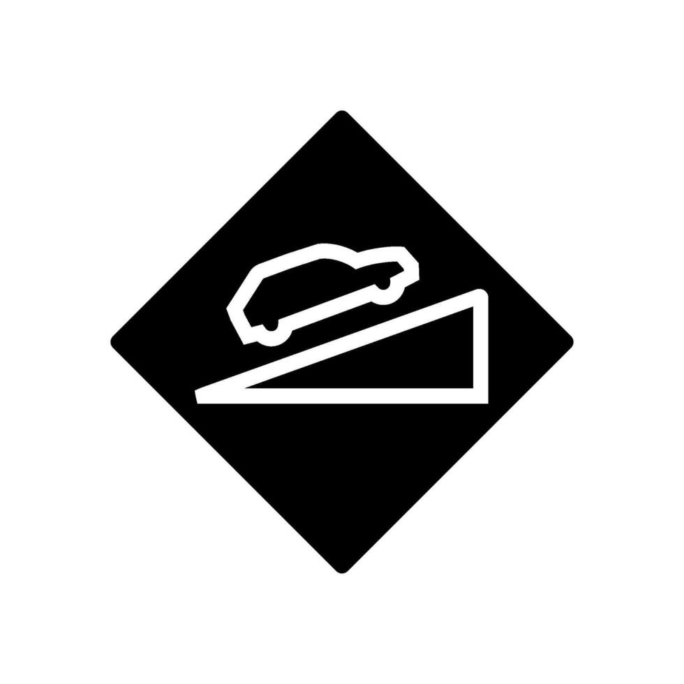 steep hills car driving obstacles glyph icon illustration vector