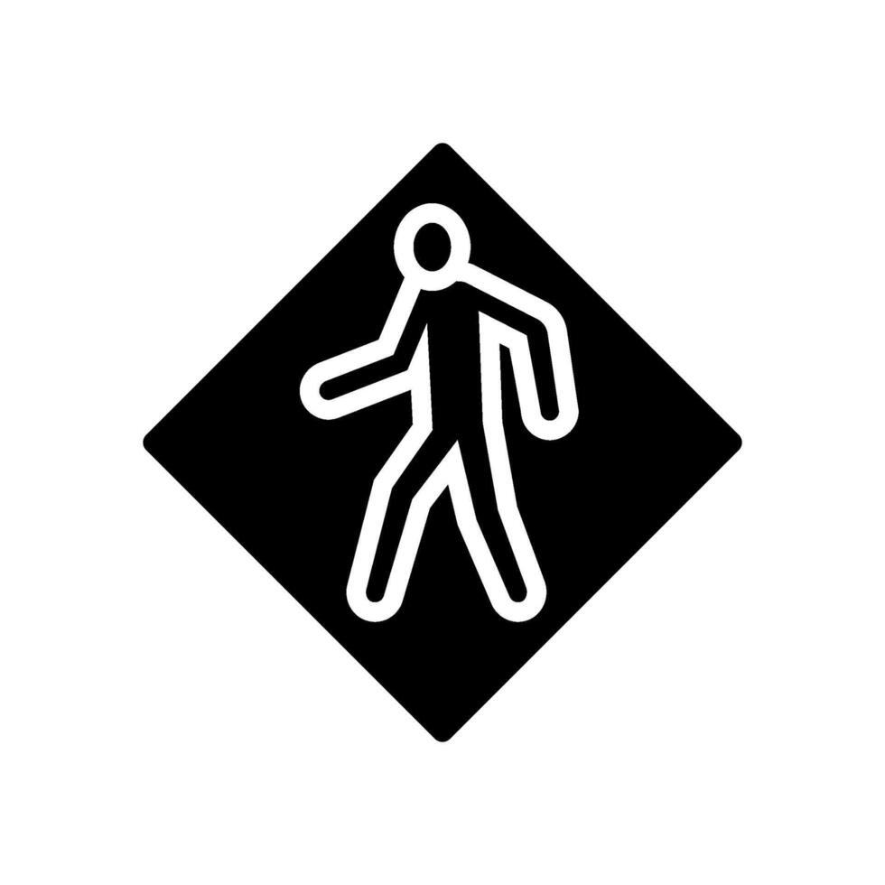 pedestrians crossing car driving obstacles glyph icon illustration vector