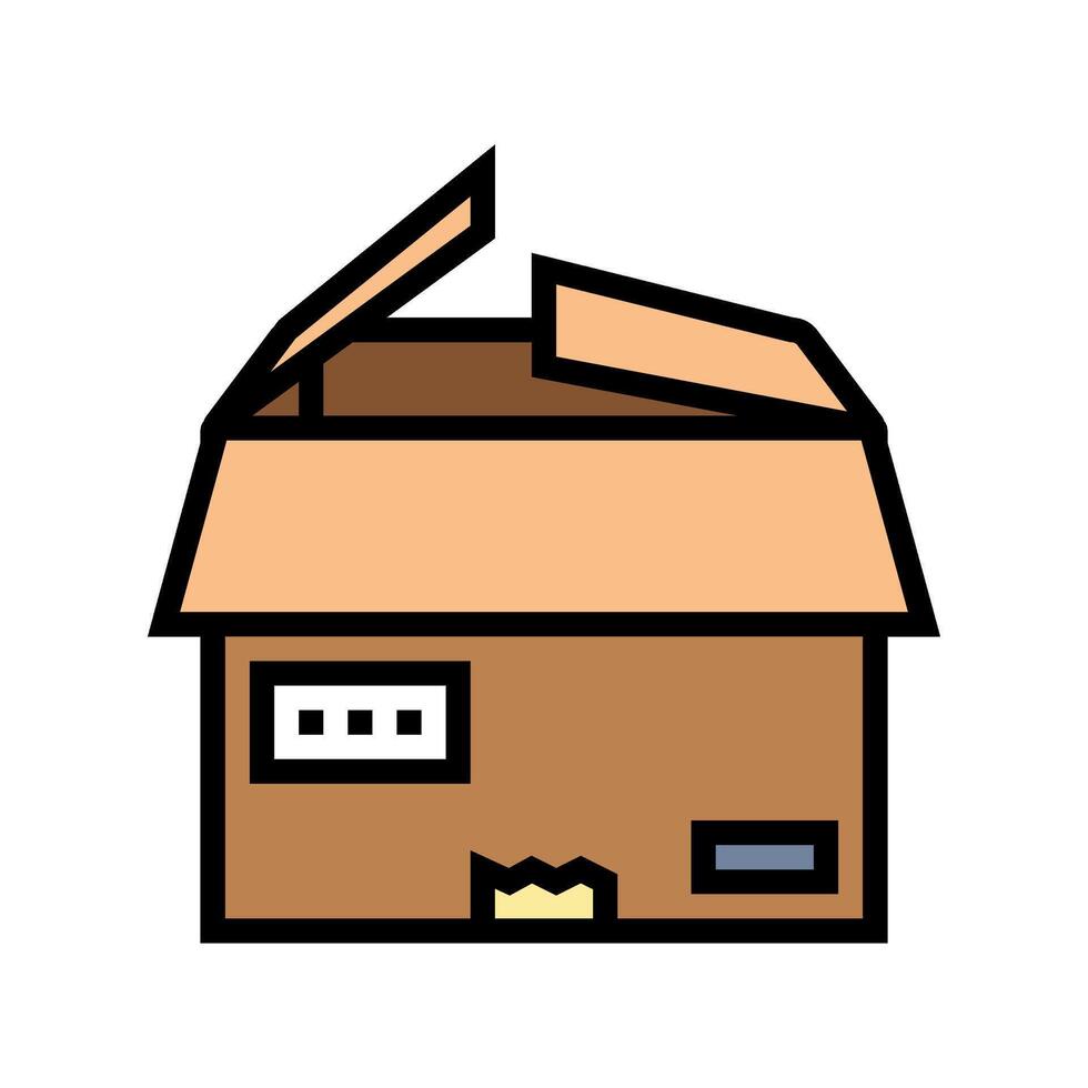 parcel box cardboard packaging color icon illustration vector