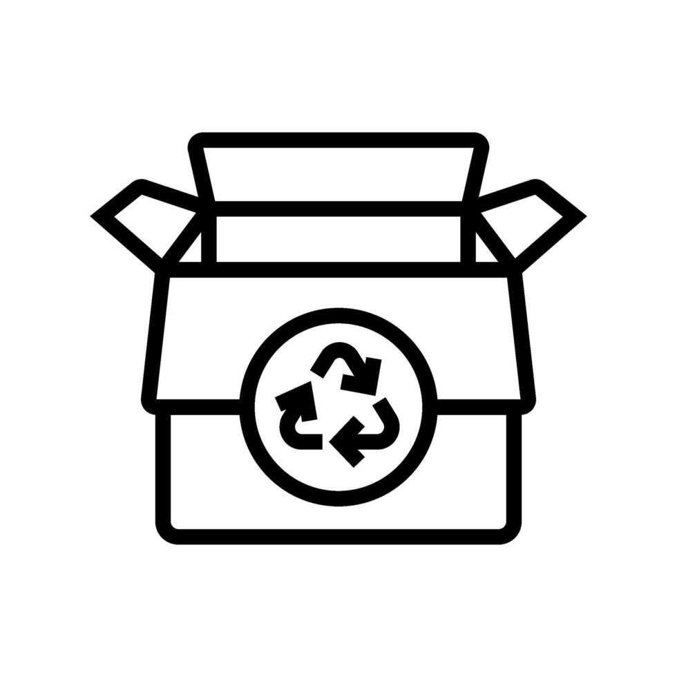reusable box cardboard packaging line icon illustration vector