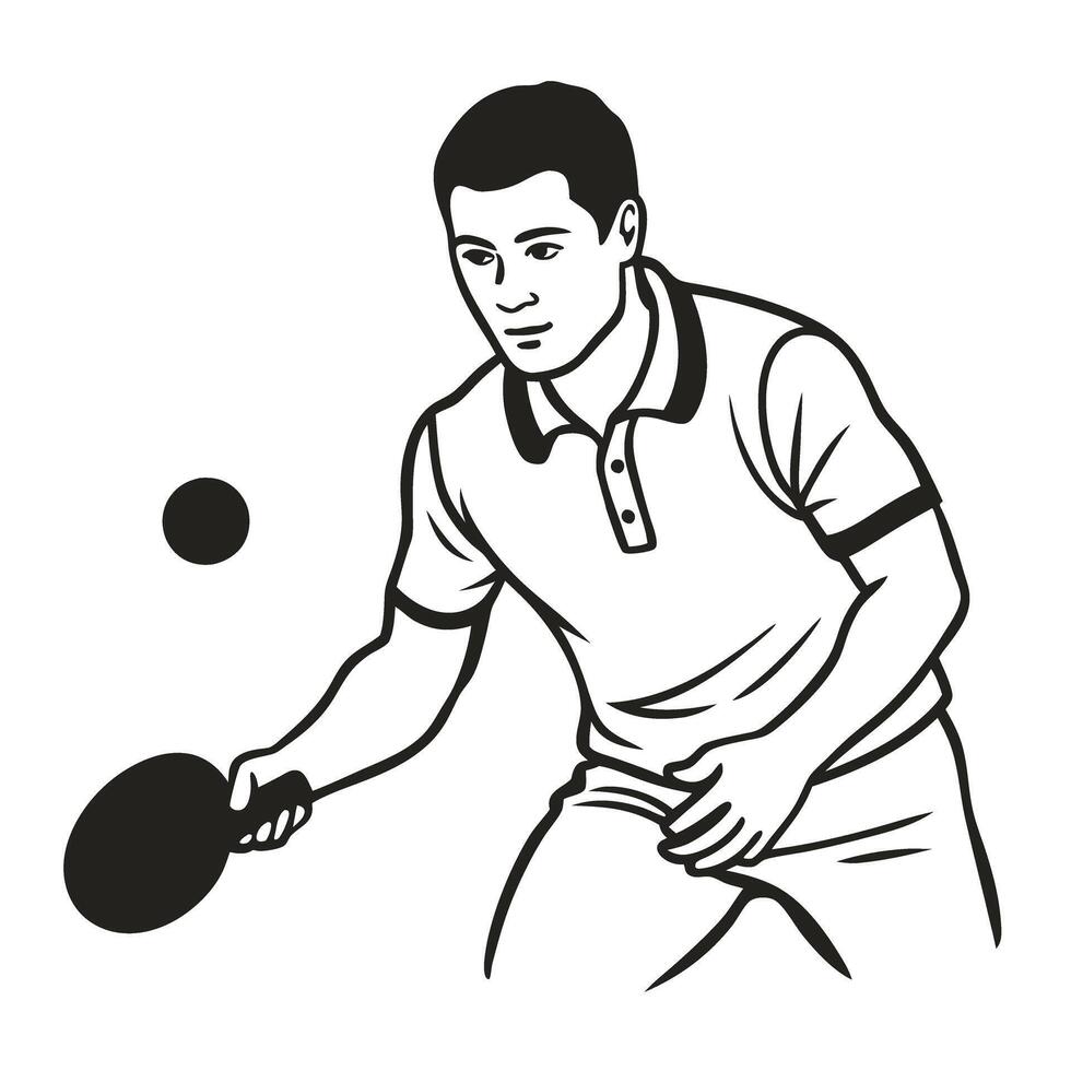 table tennis player poised with paddle, ready to perform forehand stroke vector