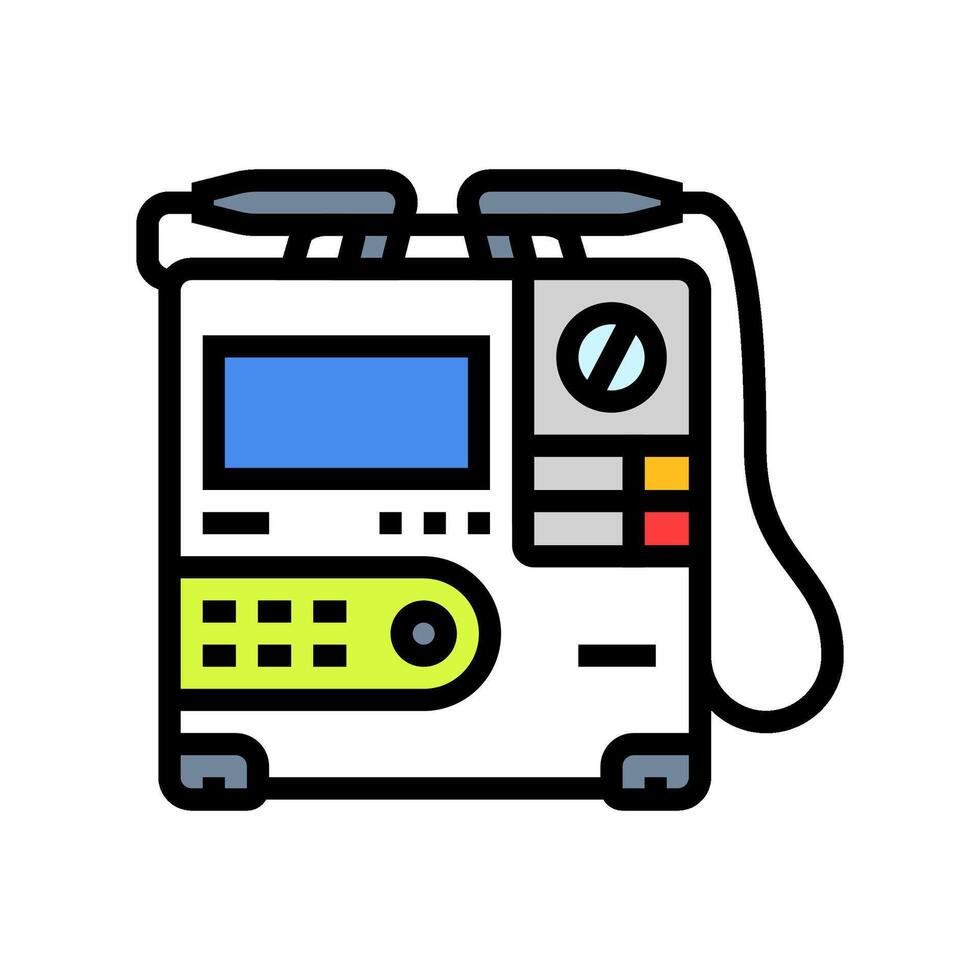 defibrillator cardiology accessories color icon illustration vector