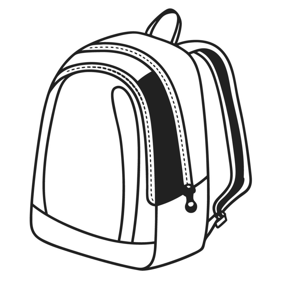 Stylish modern backpack line art minimalist design, versatile fashion accessory, everyday use vector