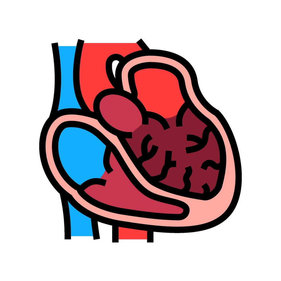 dilated cardiomyopathy cardiology disease color icon illustration vector