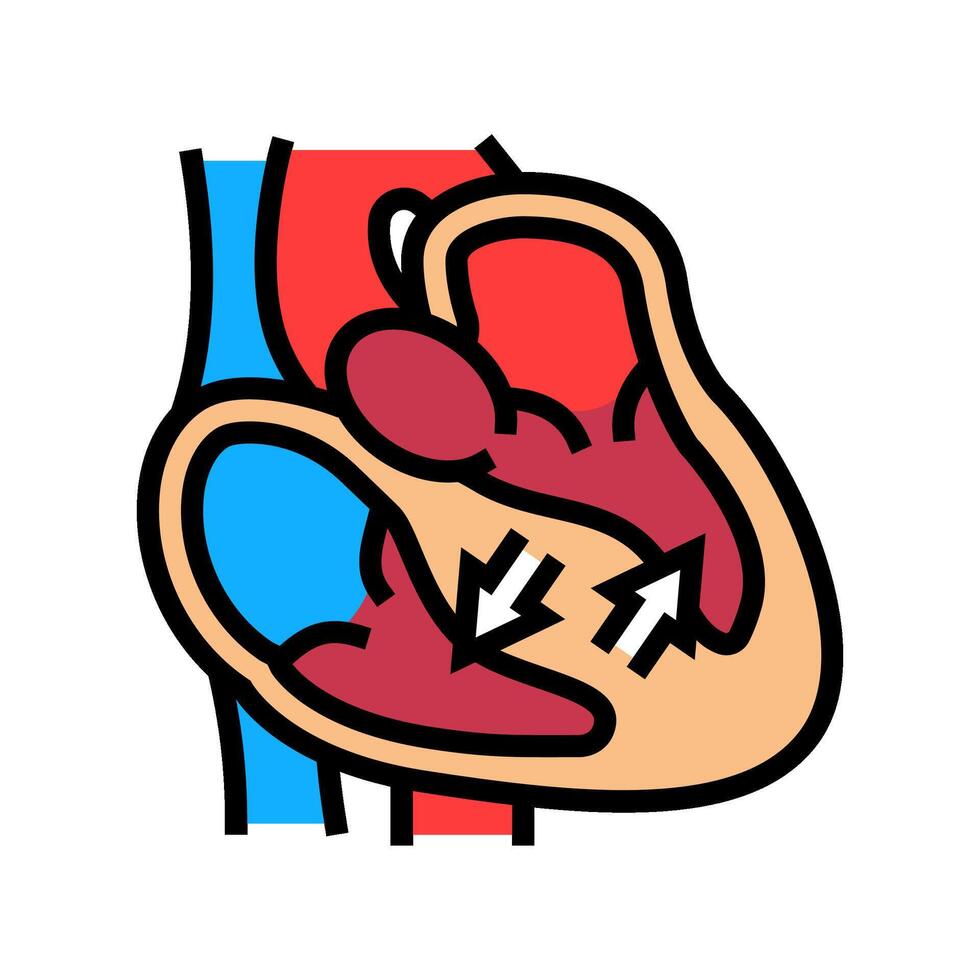 hypertrophic cardiomyopathy cardiology color icon illustration vector