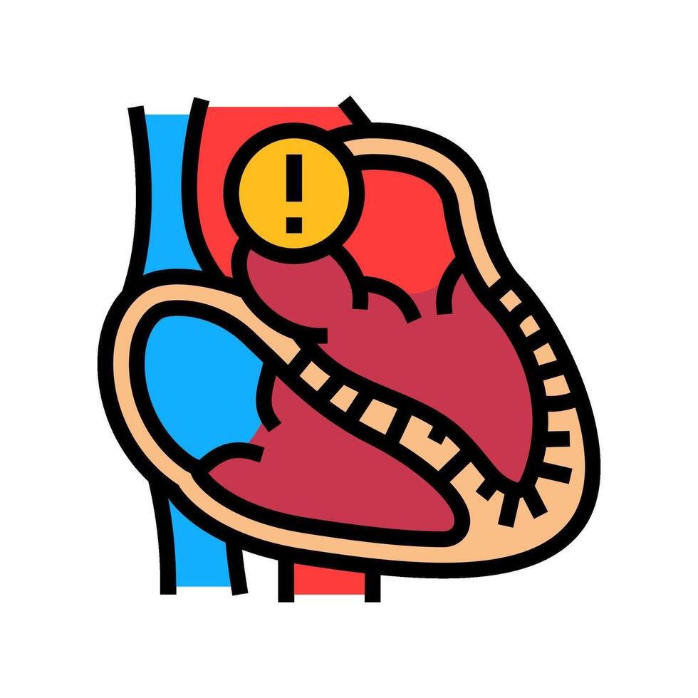 restrictive cardiomyopathy cardiology color icon illustration vector