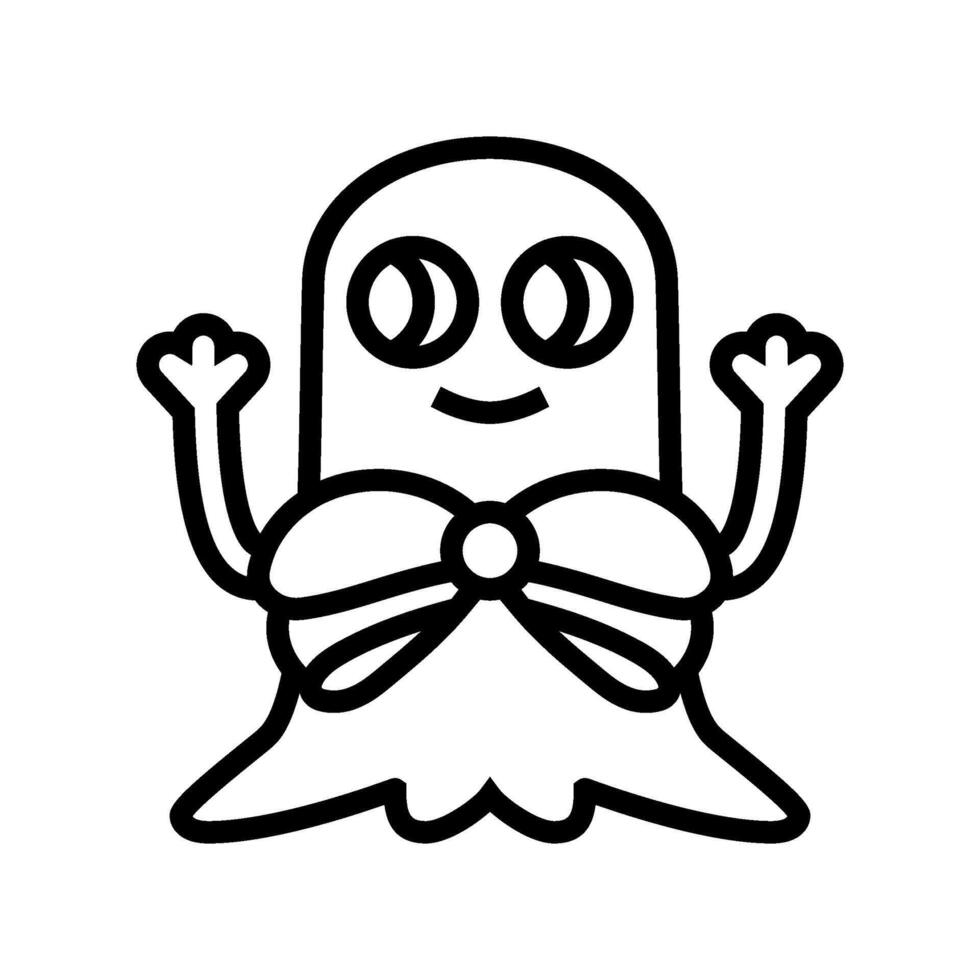 bowtie cute monster line icon illustration vector