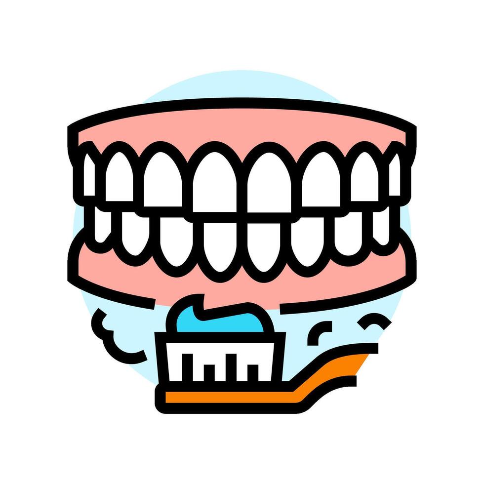 brushing teeth oral care color icon illustration vector