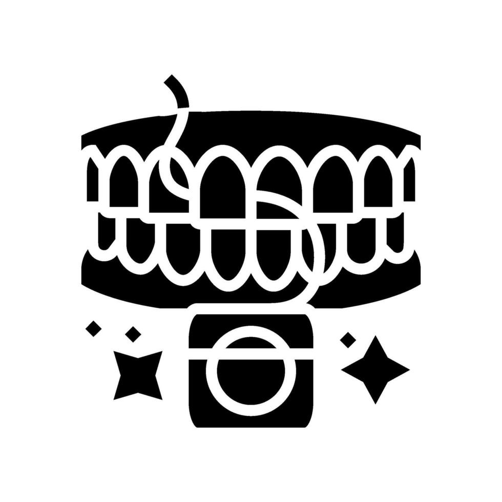 flossing oral care glyph icon illustration vector