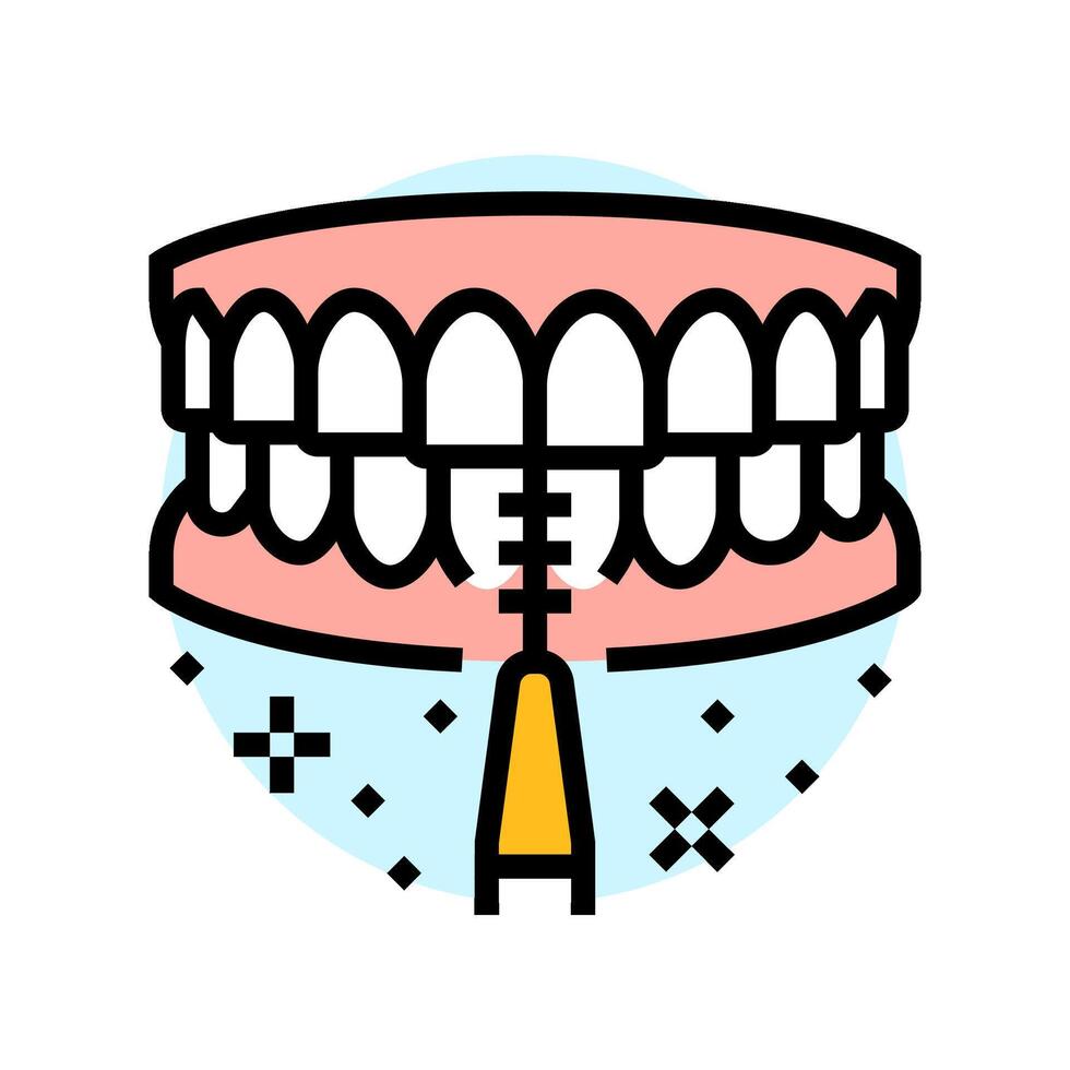using interdental brushes color icon illustration vector