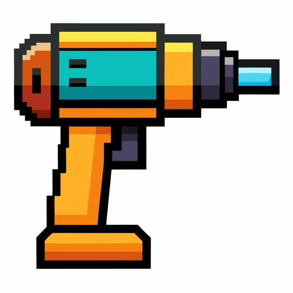 Pixel Art Cordless Drill Illustration for DIY and Retro Design Projects vector