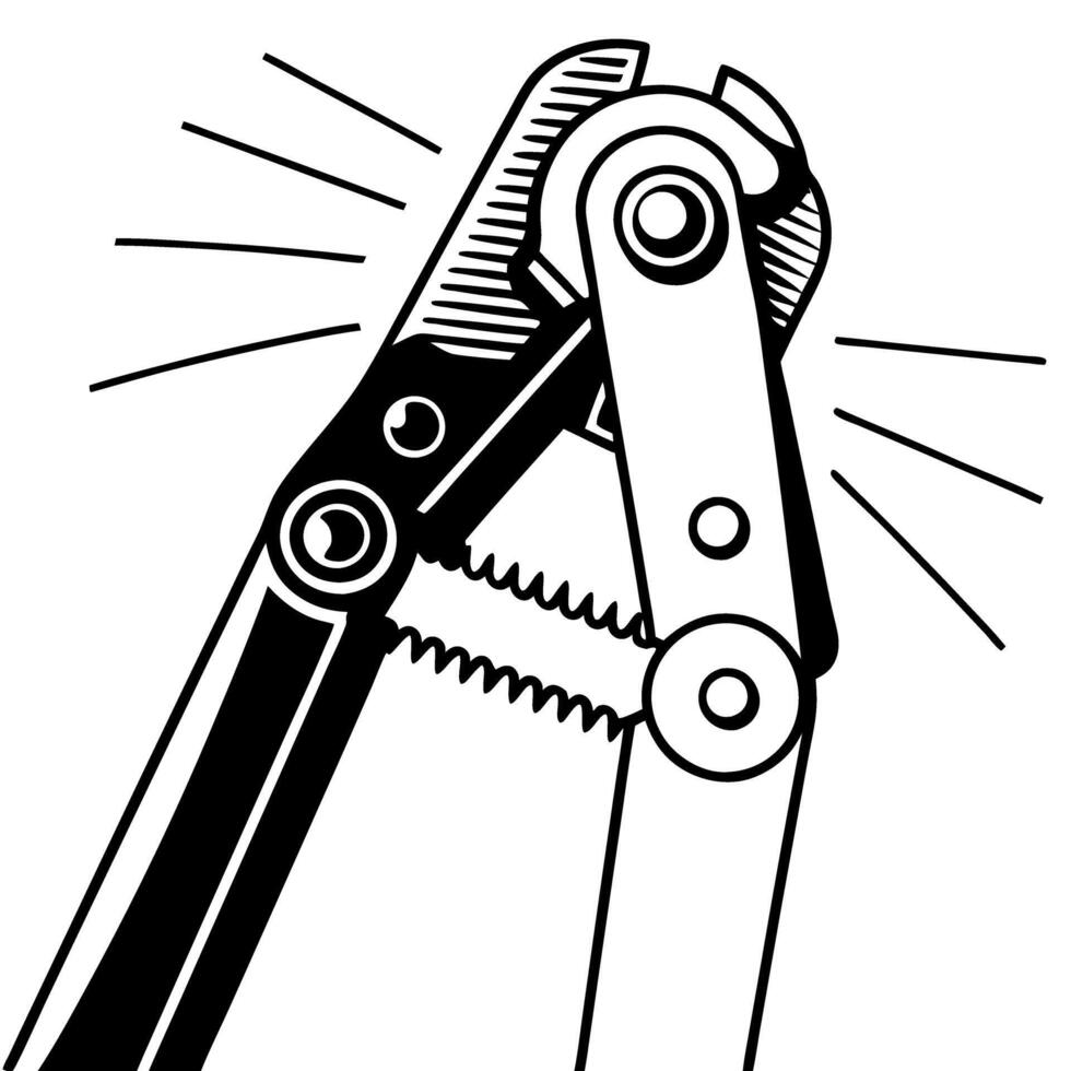 adjustable wrench illustration showing mechanical tool design in black and white vector