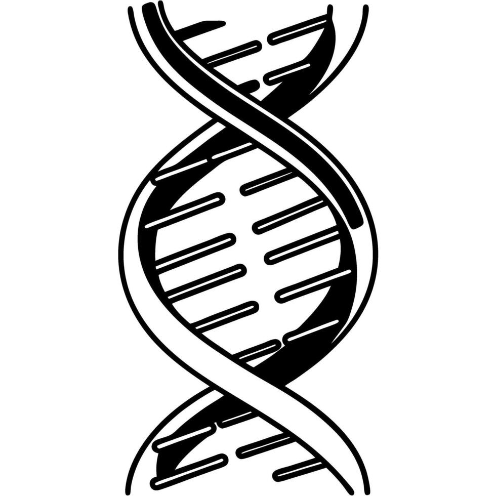 black and white dna helix illustrating genetic science, molecular biology, and biotechnology concepts vector