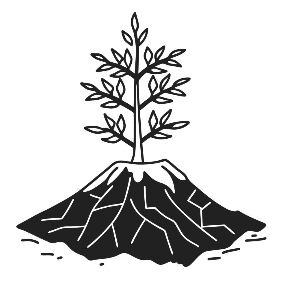 thriving tree on cracked earth illustrating resilience and growth concept vector