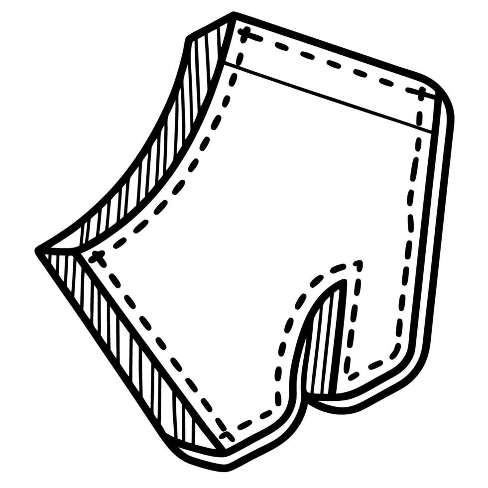 Stylized line art of boxer shorts black and white fashion design illustration vector