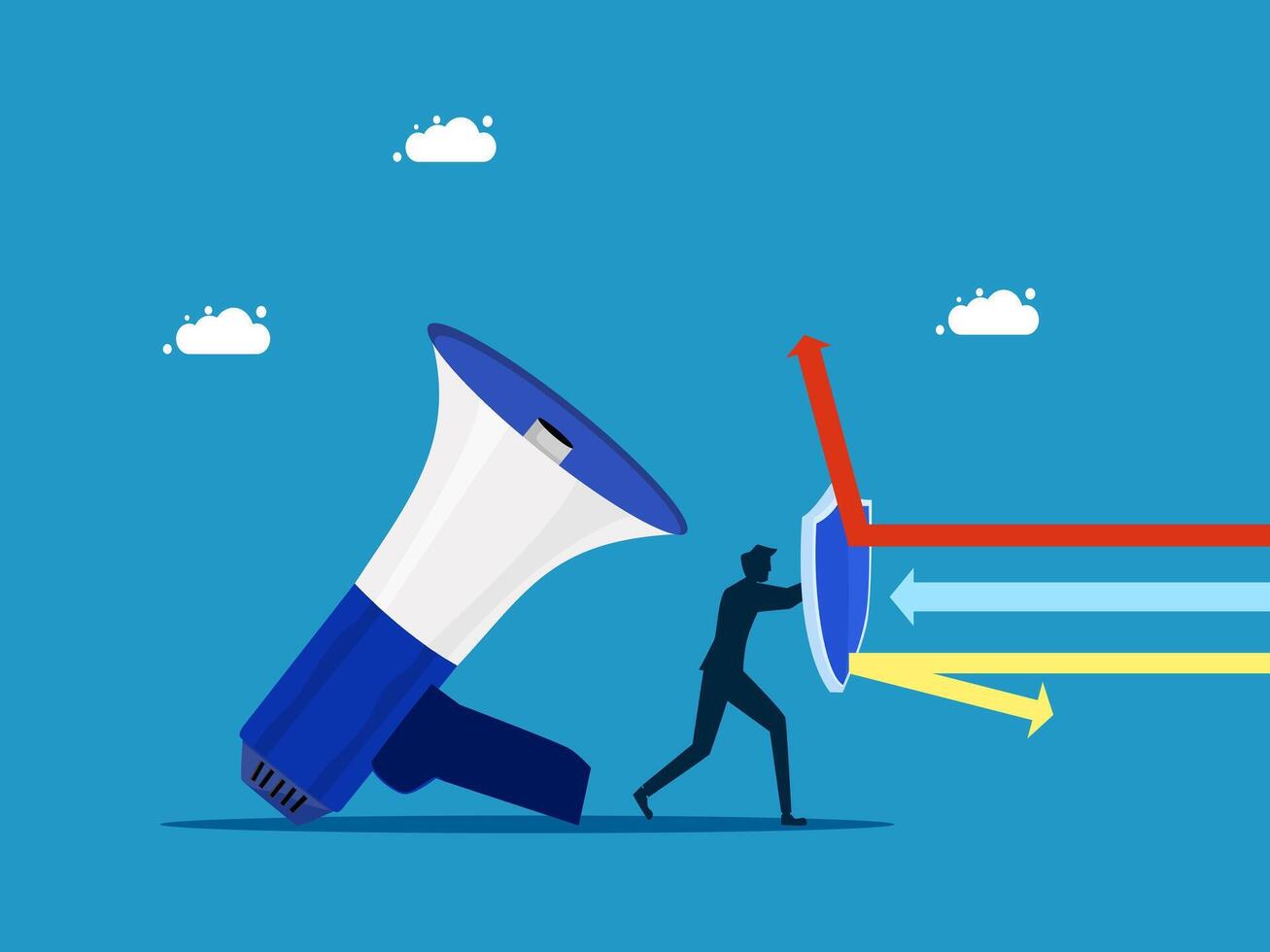 protection man pushing a megaphone to the side vector