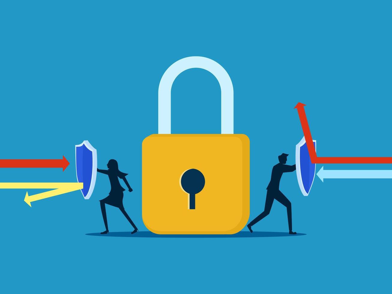 people are holding a padlock and a key vector