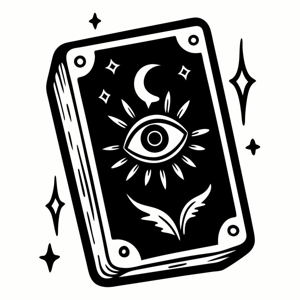 Mystical Tarot Card with Eye and Celestial Symbols vector