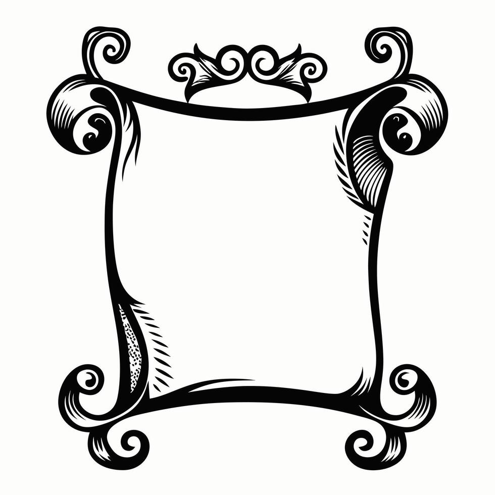 Elegant Ornamental Vintage Frame with Intricate Swirl Design vector