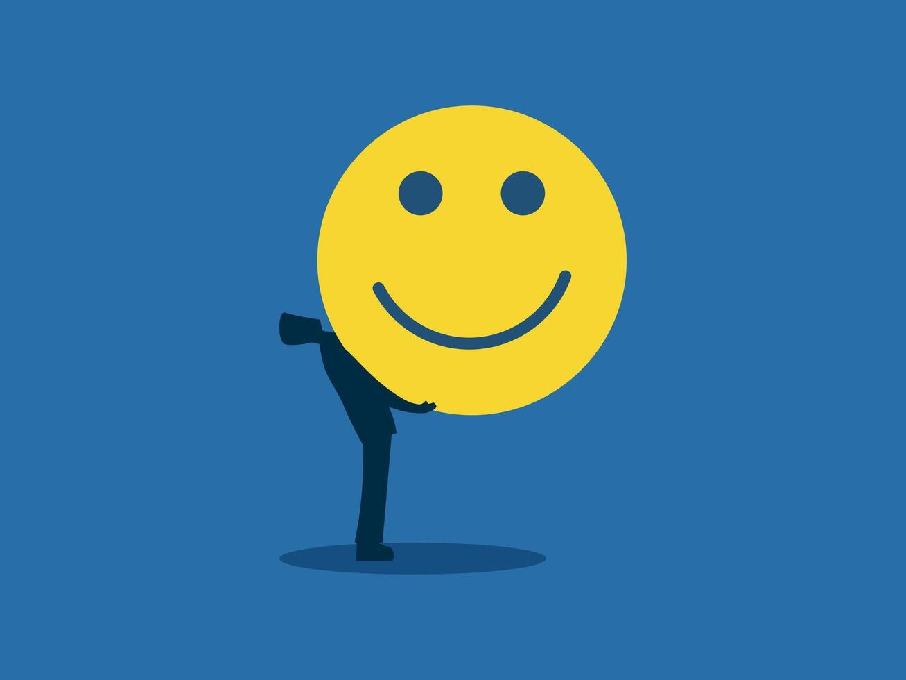 Positive thinking, businessmen holding happiness vector