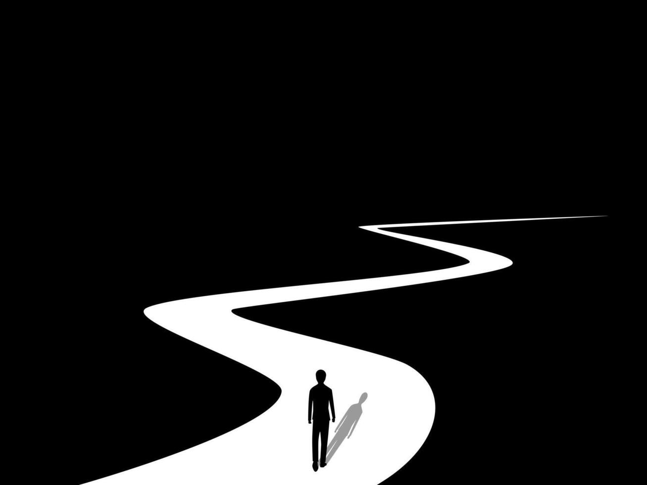 Ambitious, Businessman walking on a long and complicated road vector