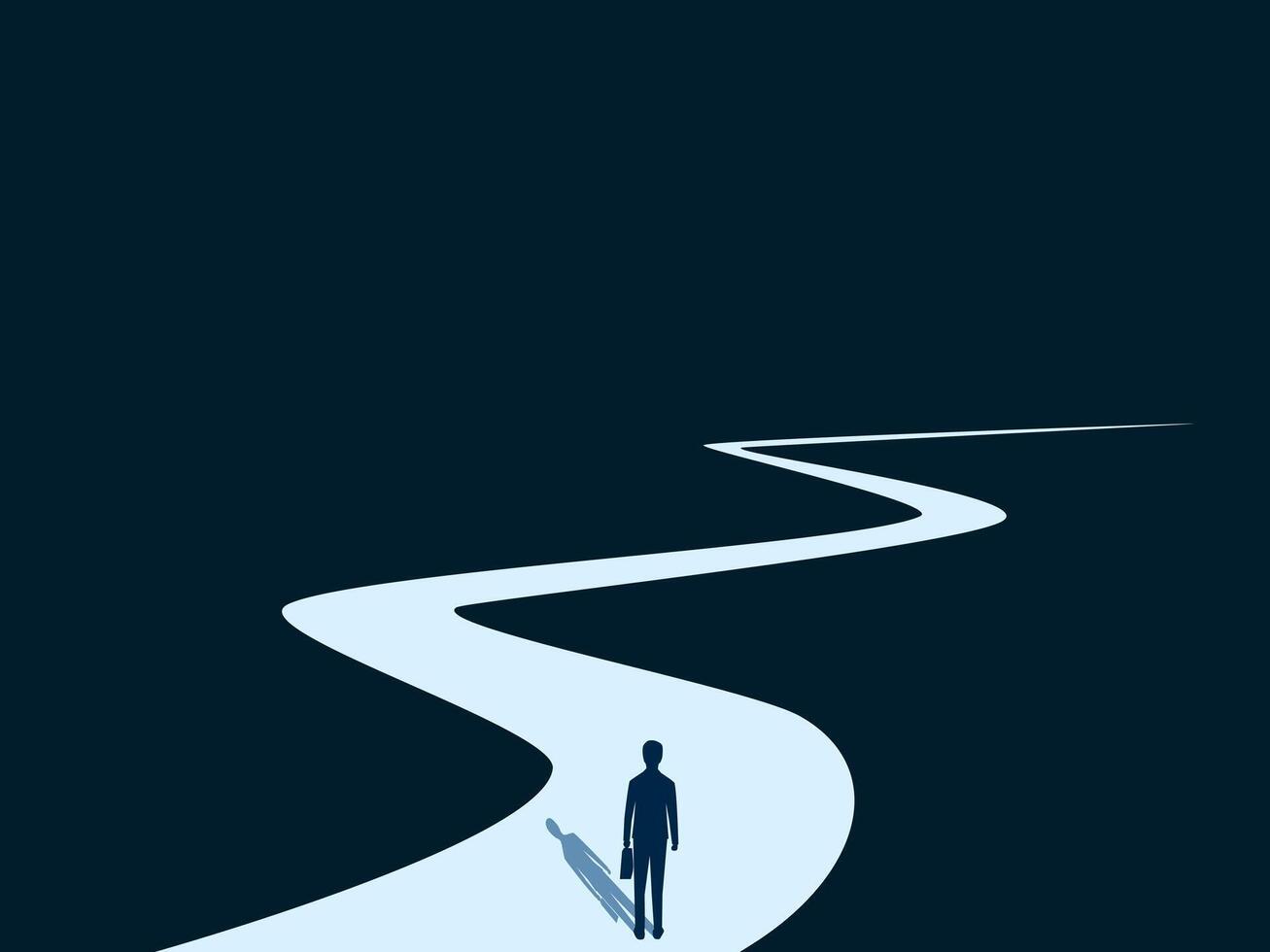 Businessman standing on a long and complicated career road vector