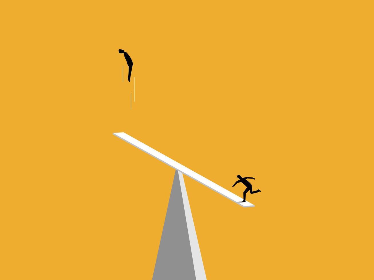 Support, Two businessmen playing a seesaw vector