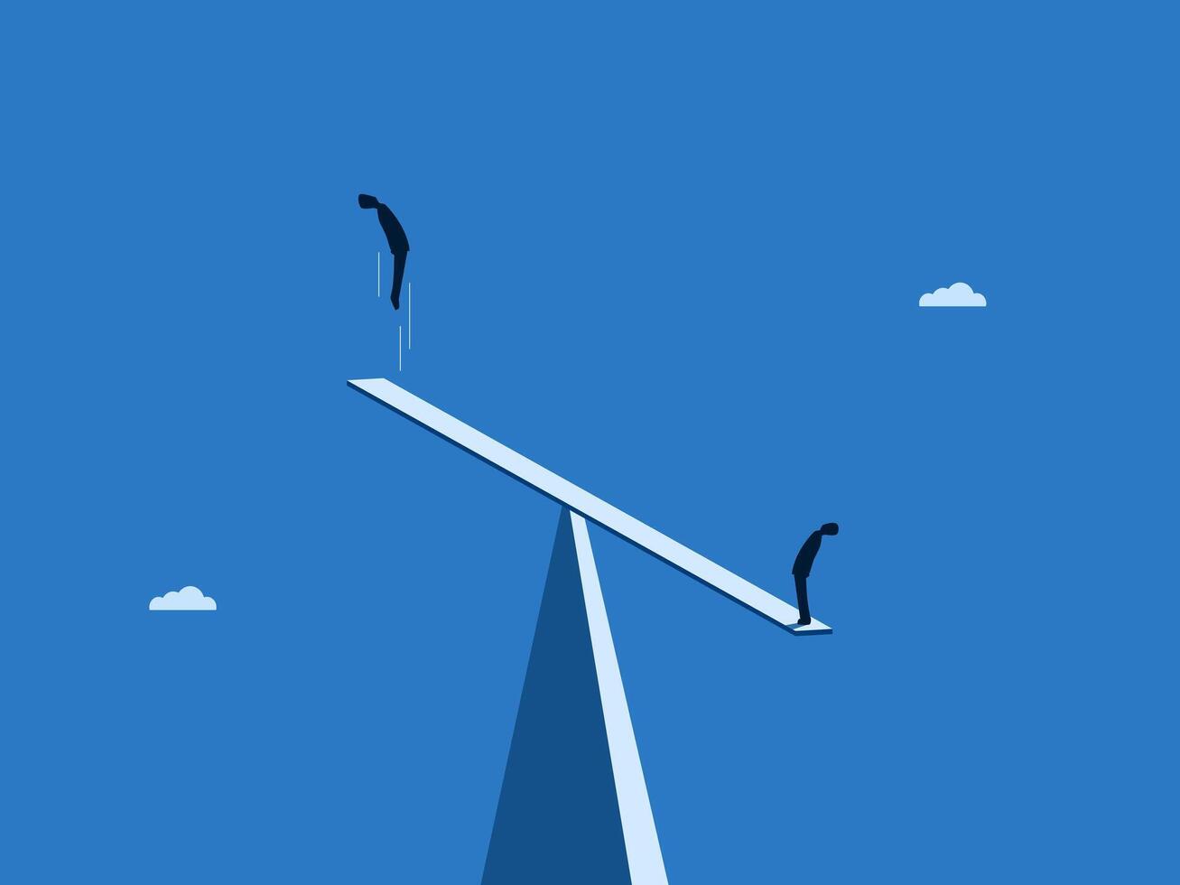 consultant, businessman helps colleagues jump higher vector