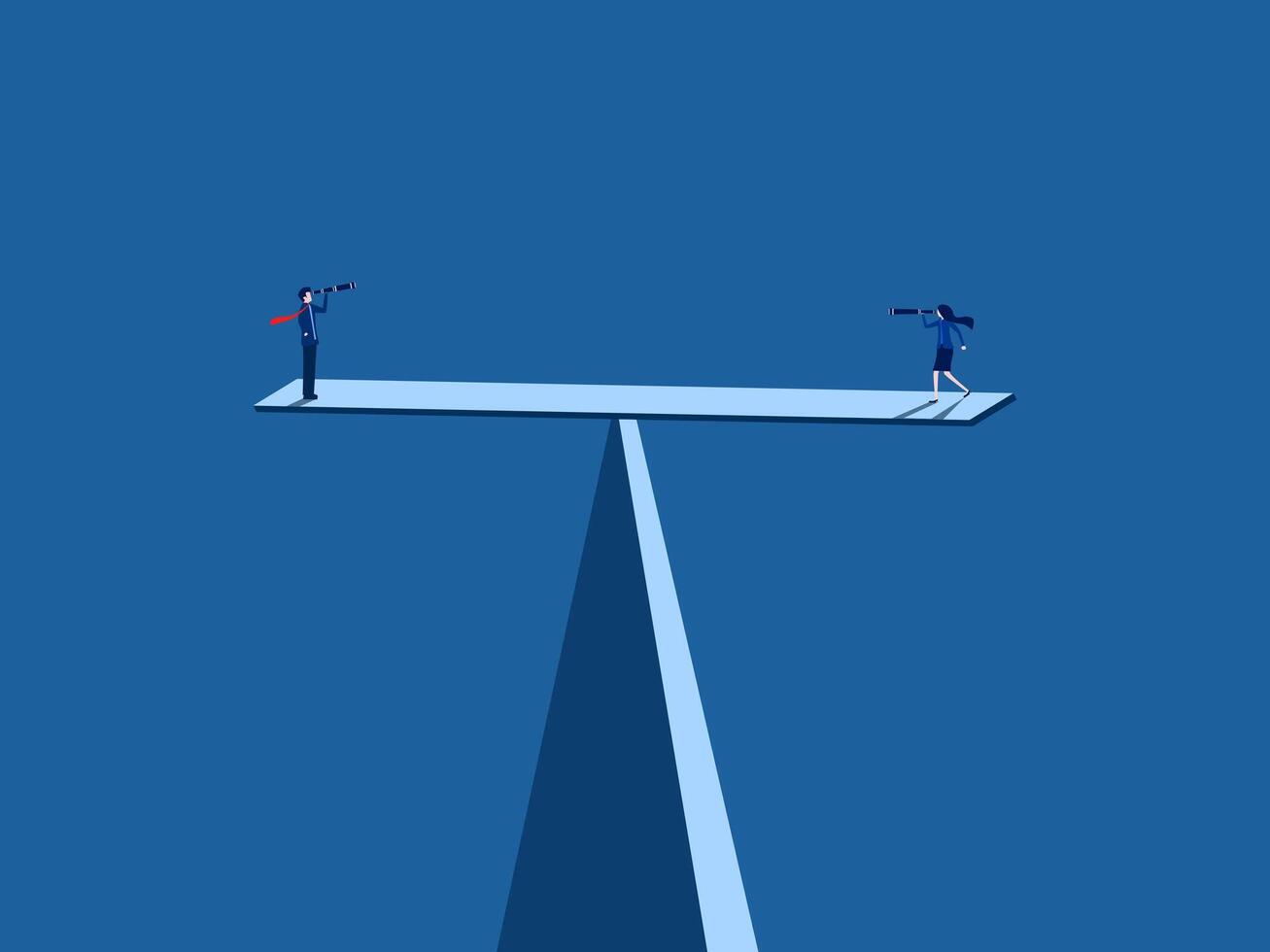 gender equality, two men and women on equal balance vector
