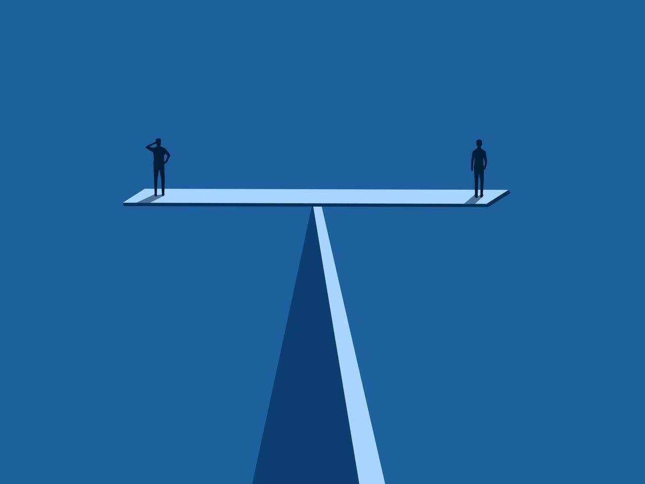 Support each other, businessmen on balance,business concept vector