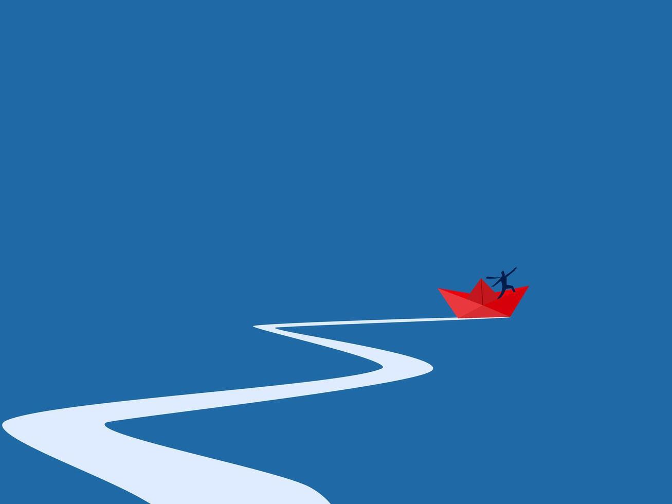 Different Leader, Businessman on paper boat sailing forward vector