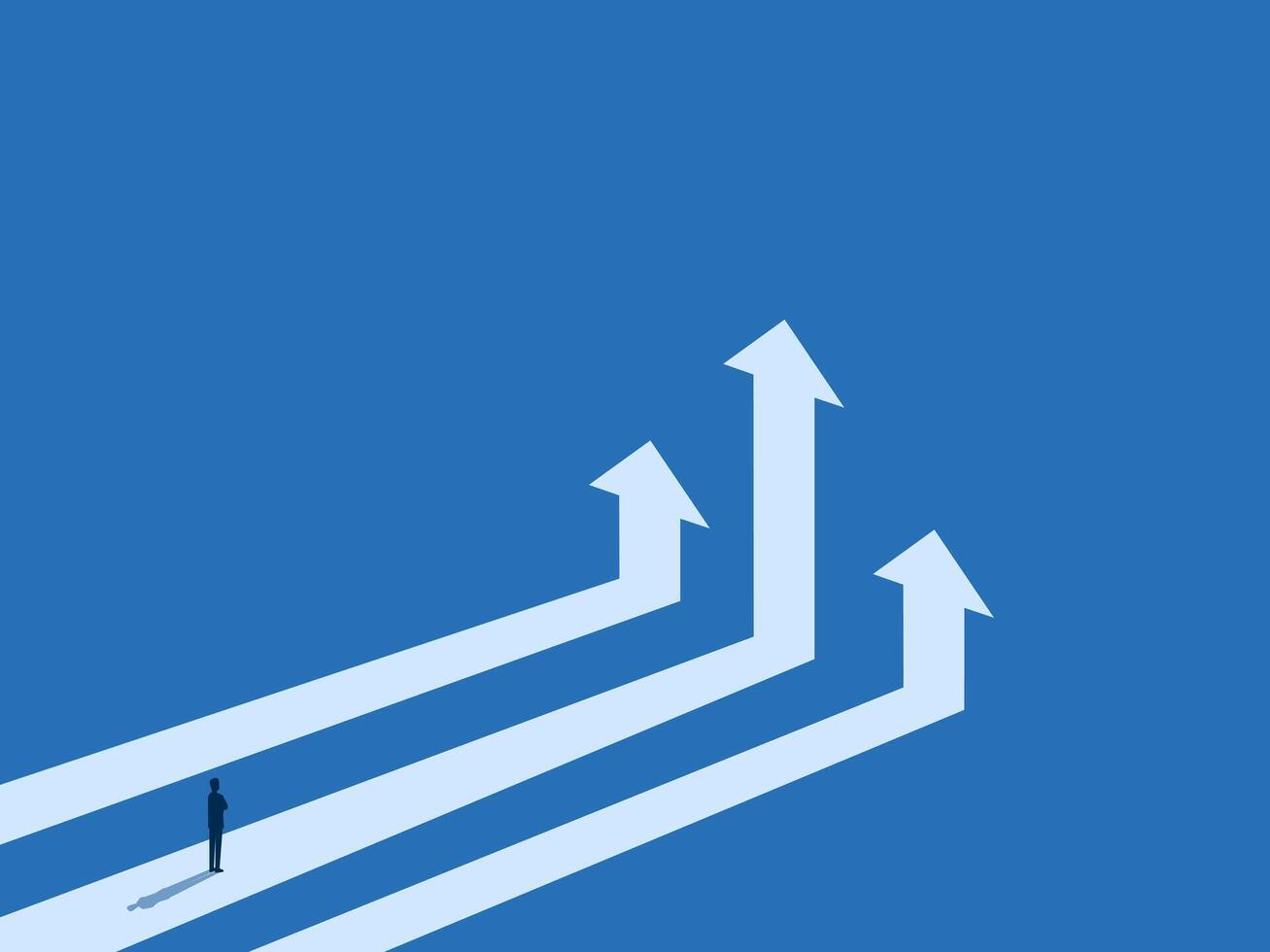 Doing well in career, Development, Businessman chooses the path where the graph grows the most vector