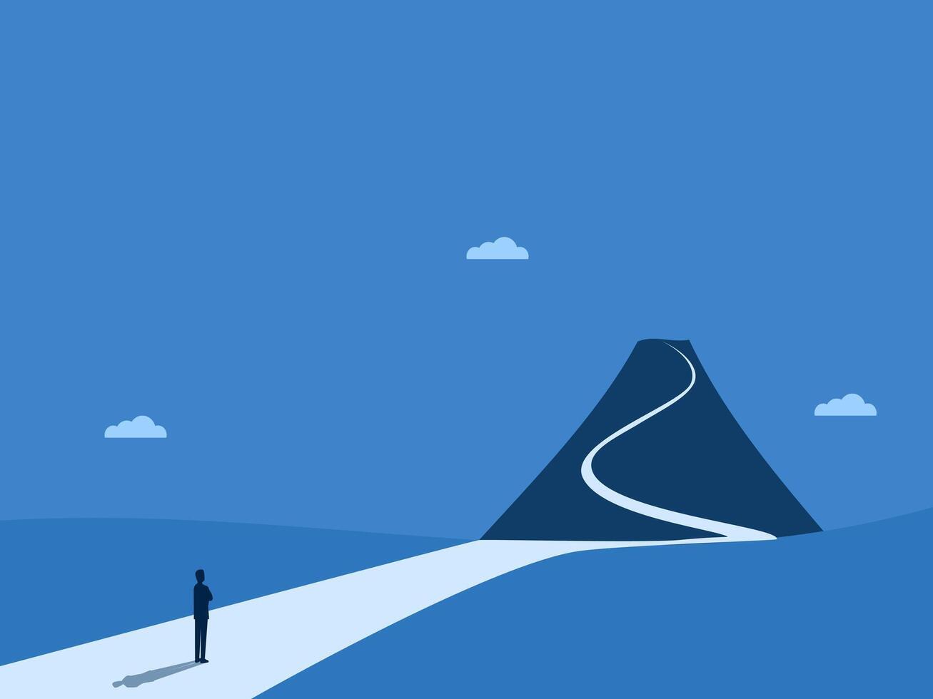 Determination, ambition, businessmen look for a way to conquer the mountain vector