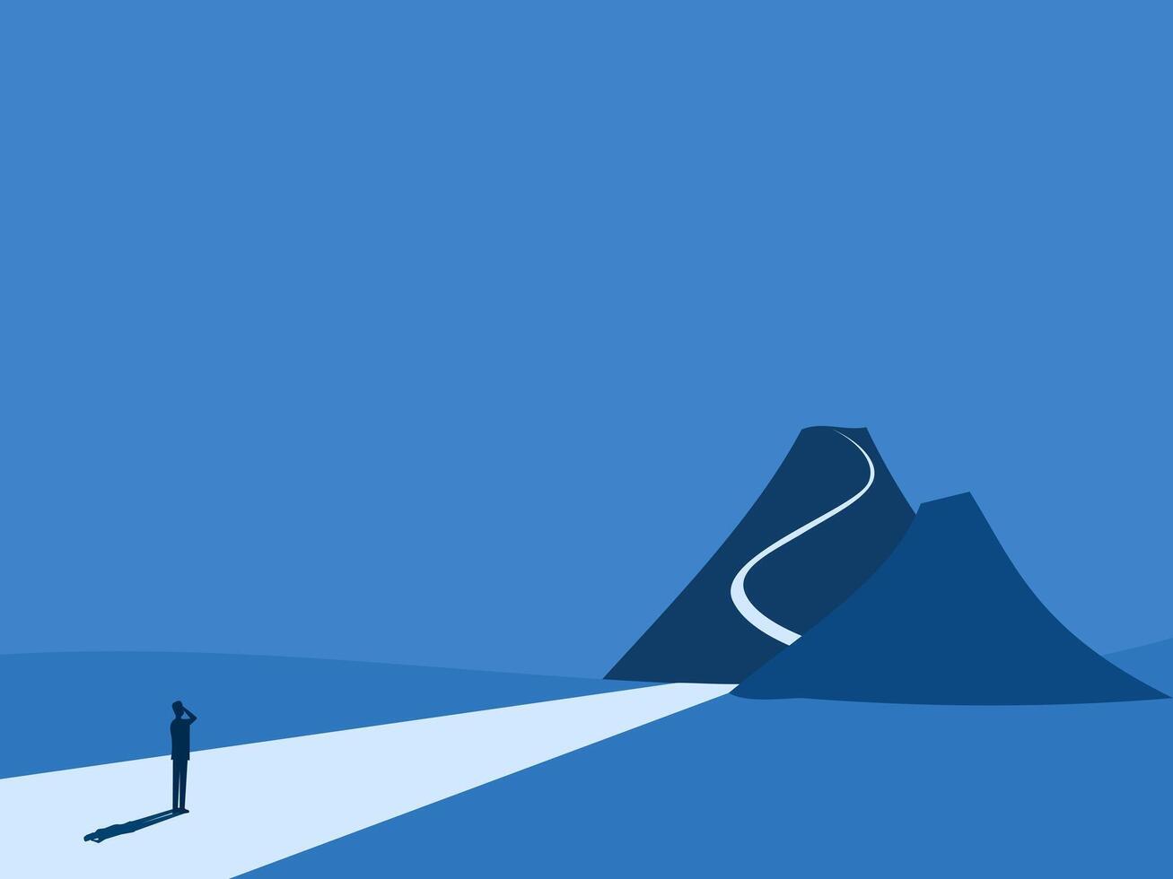 businessman look for a way to conquer the mountain vector