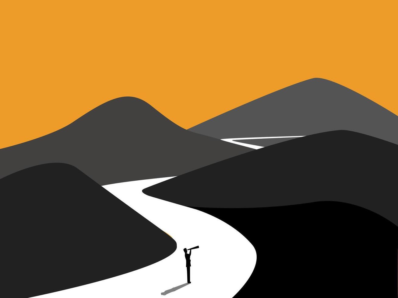 Visionary Leader, Businessman Looking for New Mountains on the Long Road vector