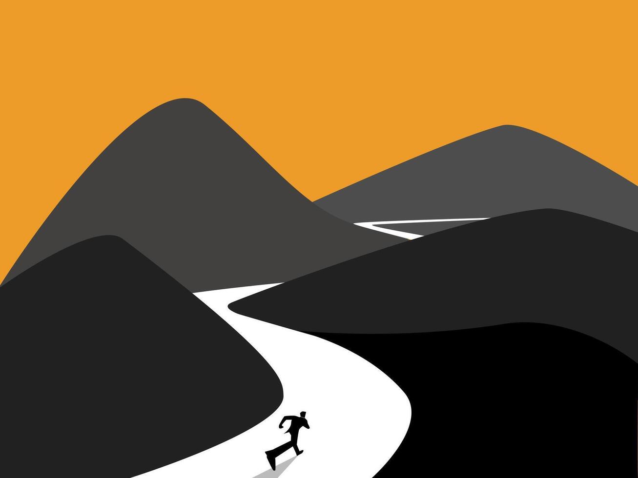 Businessman Running on the Long Road of Ambition vector