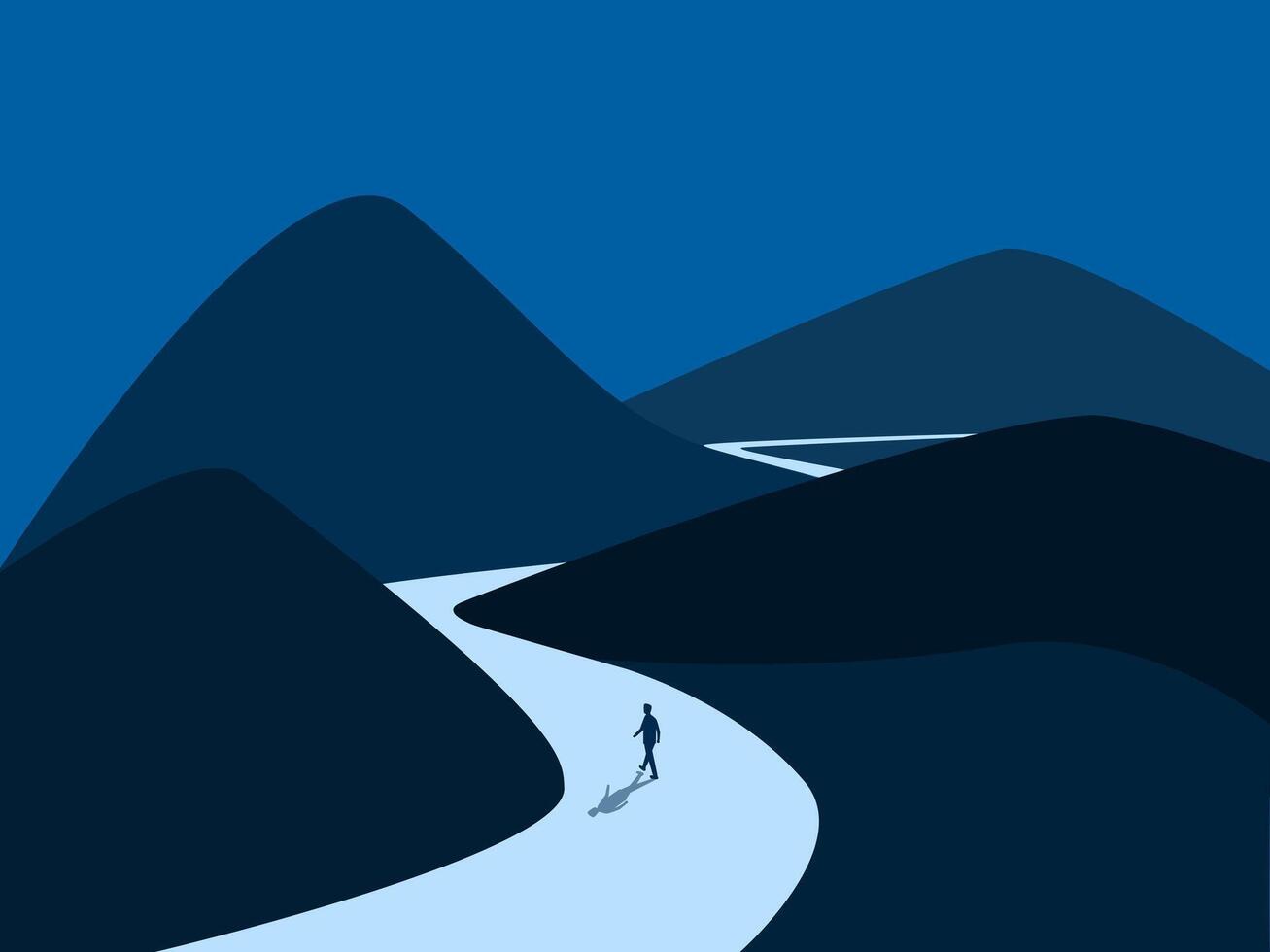 Inspiration, Businessman walking on a long road ahead of success vector