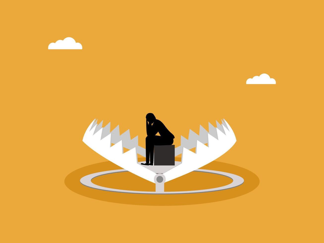 Businessman sitting stressed out trapped vector