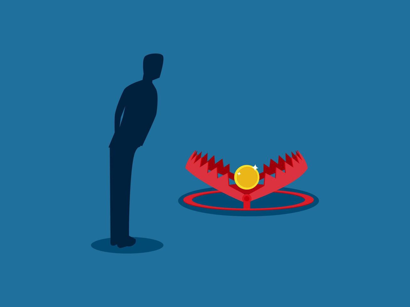 Greed, Cheated, Deceived, Businessman Sees Money in Trap ,business Concept vector