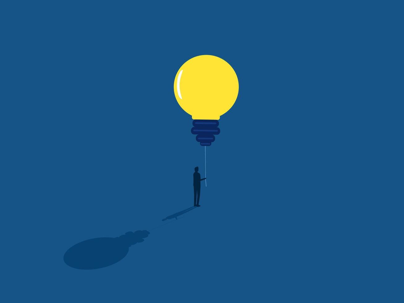 Businessman holding a balloon of knowledge light bulb vector
