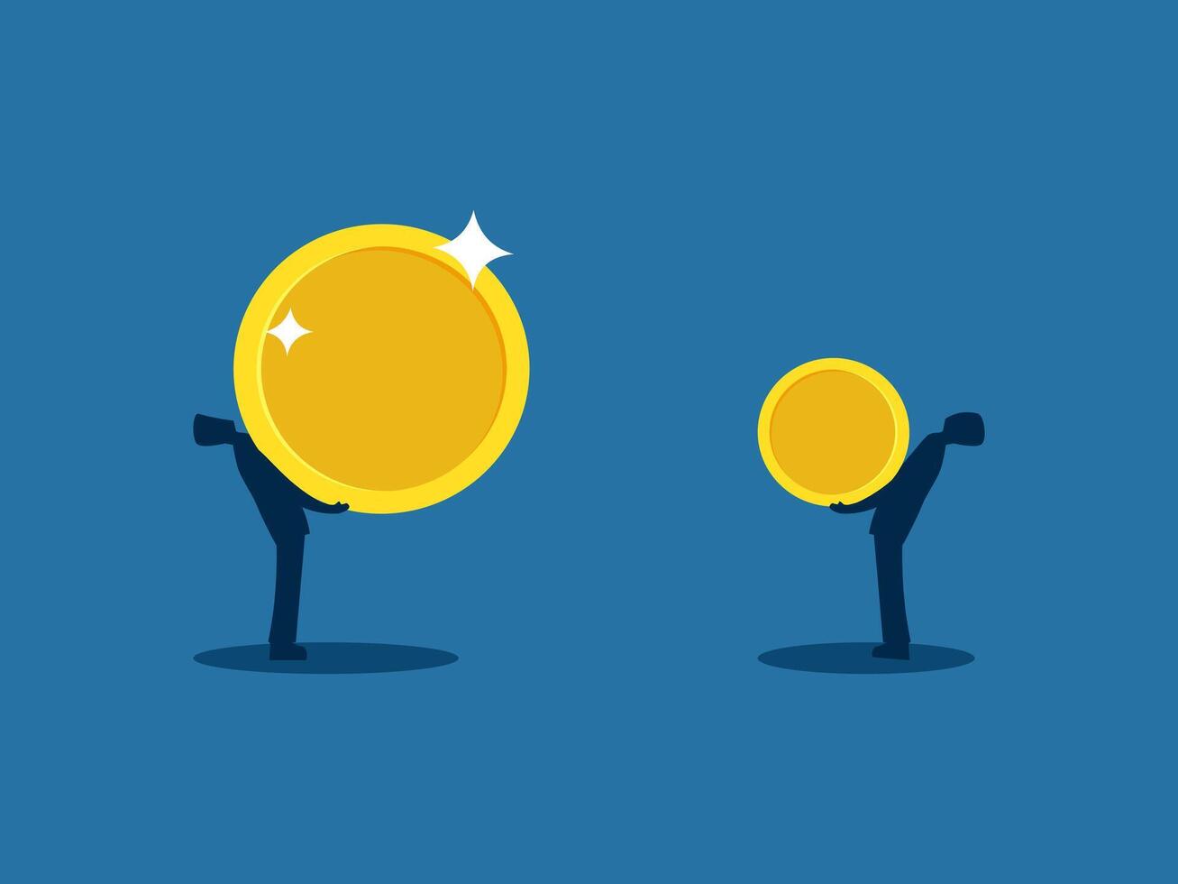 Financial inequality, businessmen with bigger coins than others vector