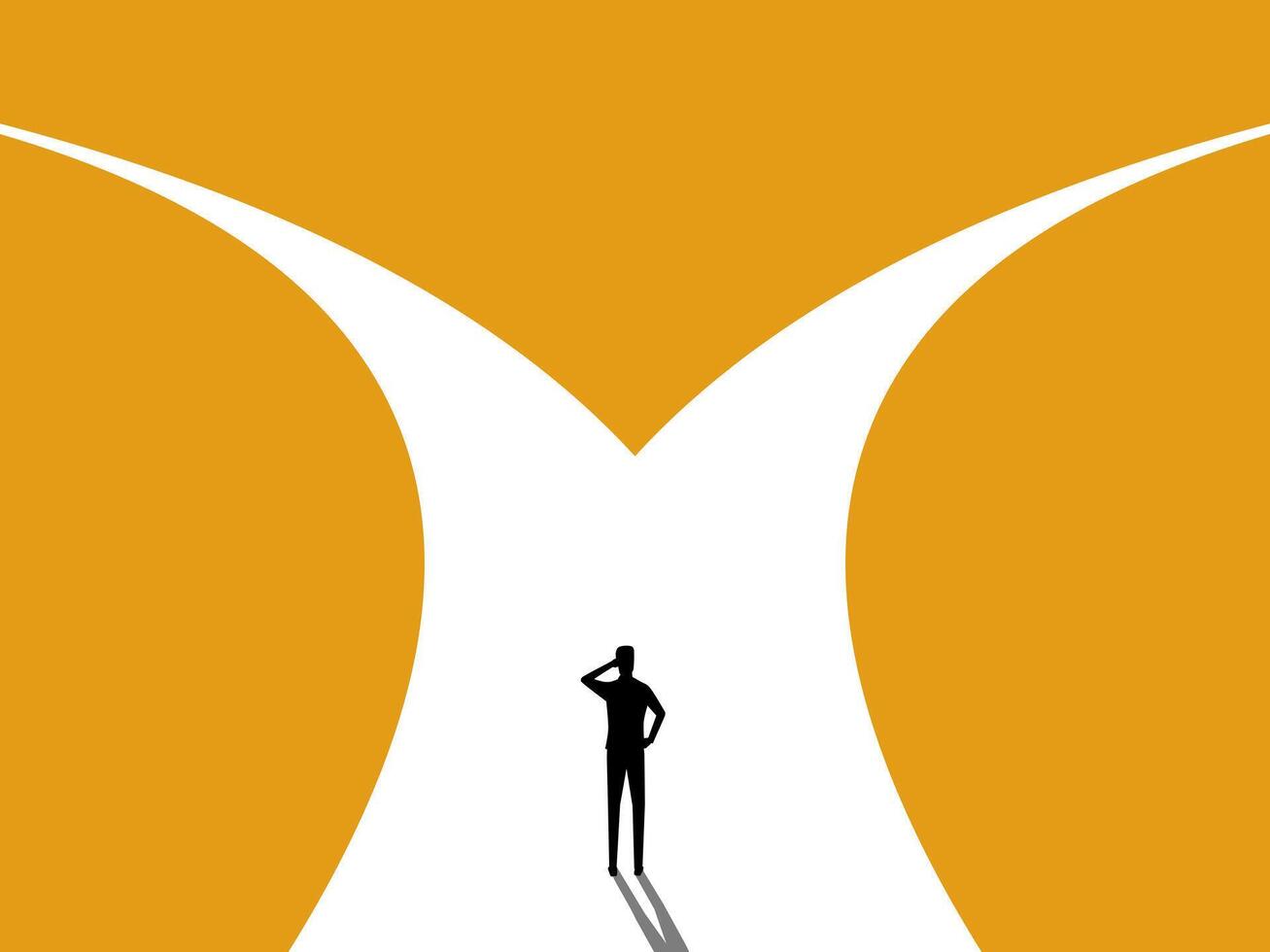 Confused, the decision maker is at a crossroads vector