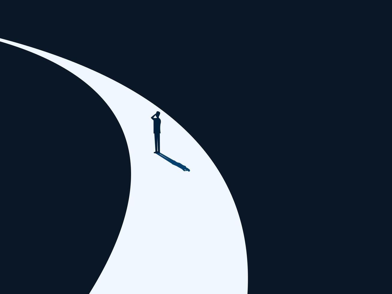 End, businessman standing on a curve of the project vector