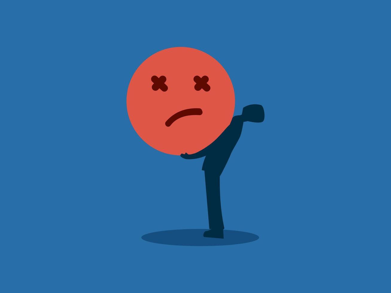 Negative thinking, businessman bear suffering vector